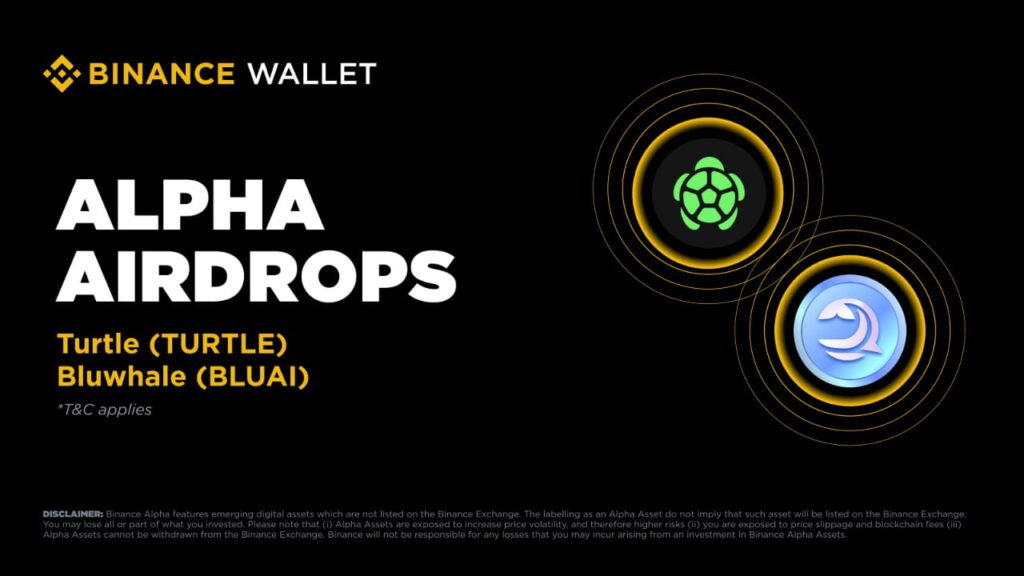 Binance Alpha to Feature Bluwhale (BLUAI), Airdrop 1,600 BLUAI Tokens to Eligible Users